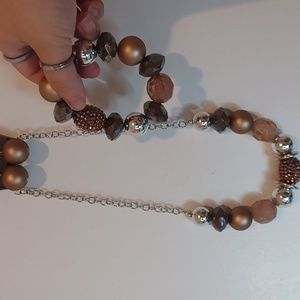 SET OF 3 BROWN STONE TRANQUILITY  SET OF EARRINGS/NECKLACE &BRACELET.